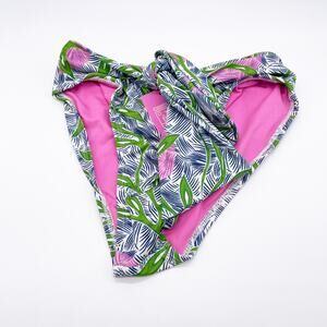 Liberty & Justice Women's Tropical Print Bikini Bottoms Pink & Green Size M